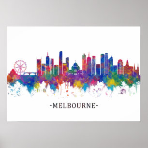 Póster Melbourne Australia Skyline