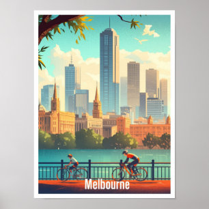 Póster Melbourne Australia Vintage Travel Ilustracion