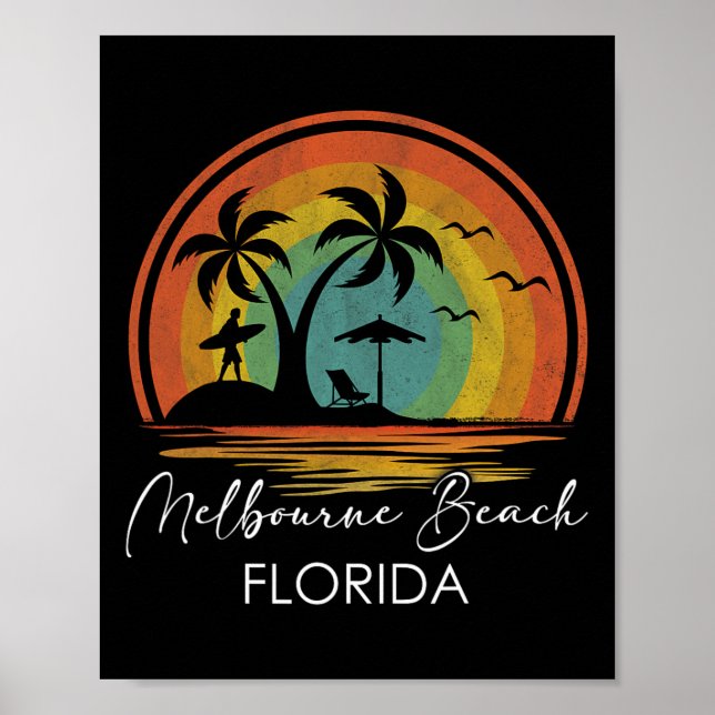 Póster Melbourne Beach Florida Summer Vacation Tropical S (Frente)