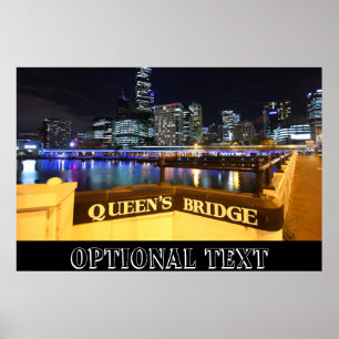 Póster Melbourne CBD Queens Bridge City Lights