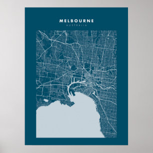 Póster Melbourne Dark Blue City Map Poster