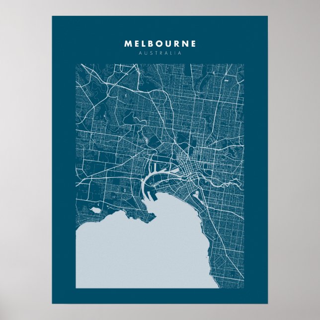 Póster Melbourne Dark Blue City Map Poster (Frente)
