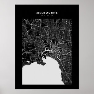 Póster Melbourne Dark City Map Poster