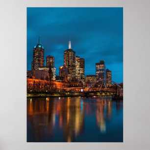 Póster Melbourne de noche