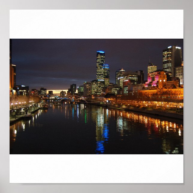 Póster Melbourne Evening Skyline (Frente)