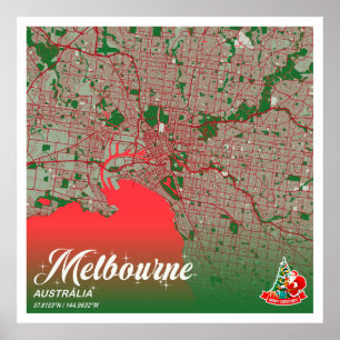 Póster Melbourne - Navidades australianos colocan el mapa