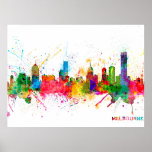 Póster Melbourne Skyline