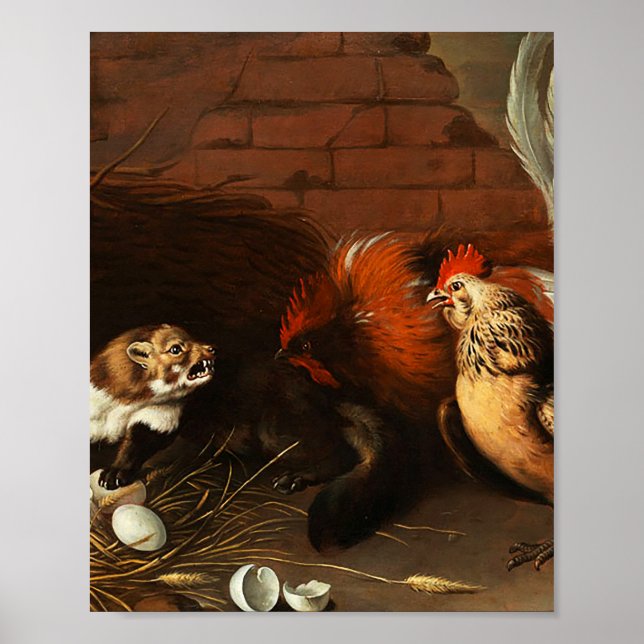Póster Melchior d'Hondecoeter - Aves en un parque (Frente)