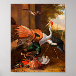 Póster Melchior d'Hondecoeter - Aves en un parque