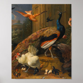 Póster Melchior d'Hondecoeter - Aves en un parque