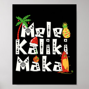 Póster Mele Kalikimaka Árbol de Navidad Palma Hawaiano Na