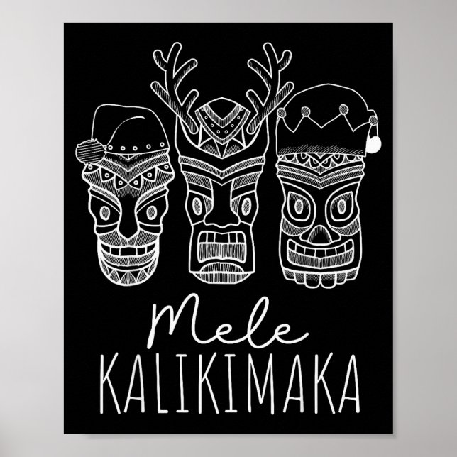 Póster Mele Kalikimaka Christmas Hawaiian Santa Tiki Mask (Frente)