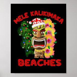 Póster Mele Kalikimaka cuelga Navidades de Hawái 1