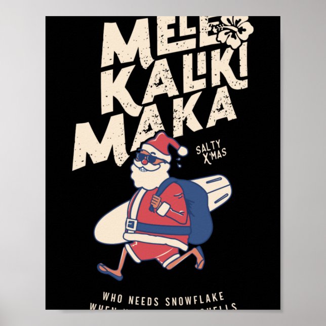 Póster Mele Kalikimaka Funny Santa Hawaiian Christmas T S (Frente)