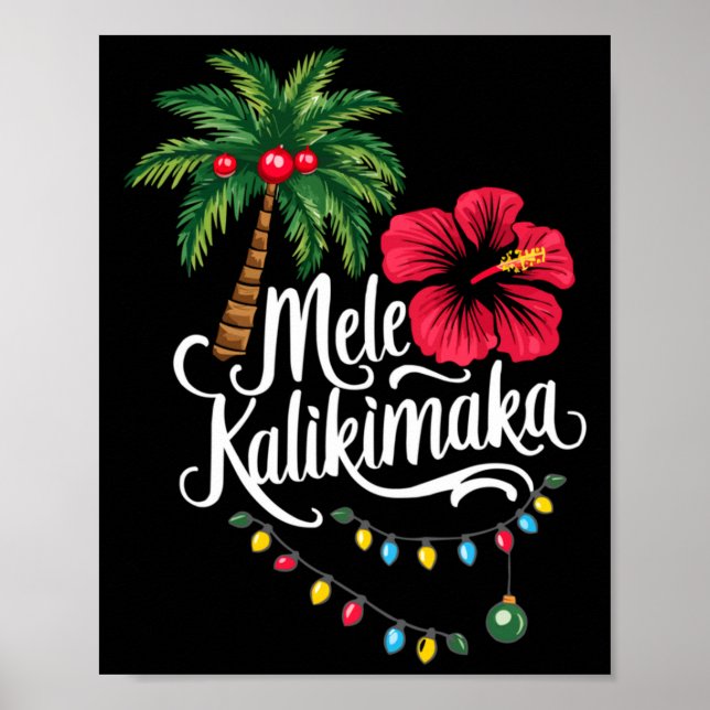 Póster Mele Kalikimaka Hawaii Santa Hawaiian Merry Christ (Frente)