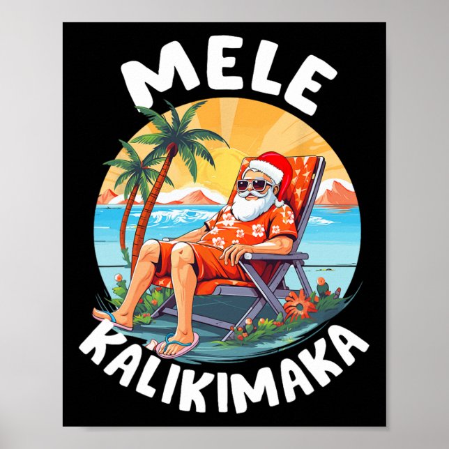 Póster Mele Kalikimaka Navidades Hawai Sunba En Hawaii (Frente)