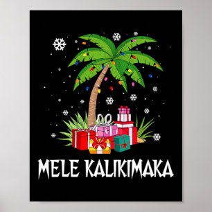 Póster Mele Kalikimaka Navidades hawaianos Palm Tree Fami