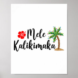 Póster Mele Kalikimaka Navidades Playa Aloha Fiesta Hawai