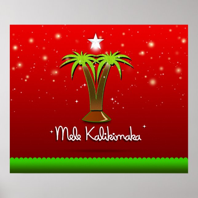 Póster Mele Kalikimaka Palm Tree para Navidad (Frente)