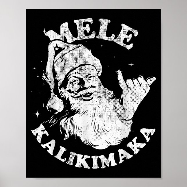 Póster Mele Kalikimaka Retro Hawaii Santa Aloha Christmas (Frente)