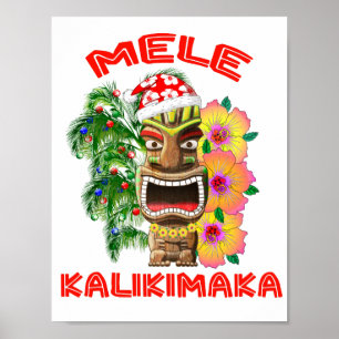 Póster Mele Kalikimaka Santa Claus Tiki