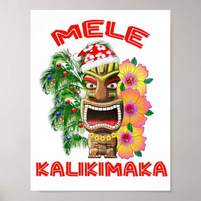 Póster Mele Kalikimaka Santa Claus Tiki (Frente)
