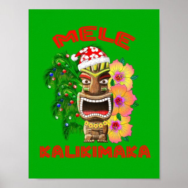 Póster Mele Kalikimaka Santa Claus Tiki (Frente)