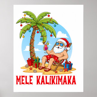 Póster Mele Kalikimaka Santa Navidad