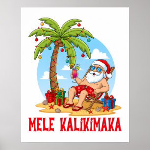 Póster Mele Kalikimaka Santa Navidad