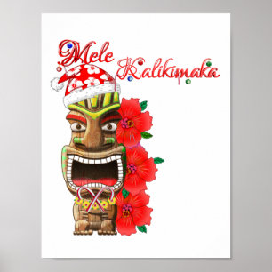 Póster Mele Kalikimaka Santa Tiki