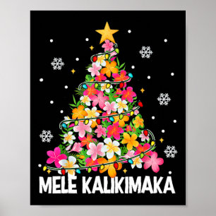 Póster Mele Kalikimaka Tro, Árbol de Navidad floral hawai