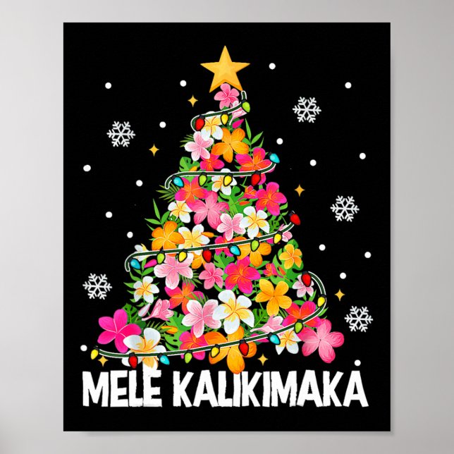 Póster Mele Kalikimaka Tro, Árbol de Navidad floral hawai (Frente)
