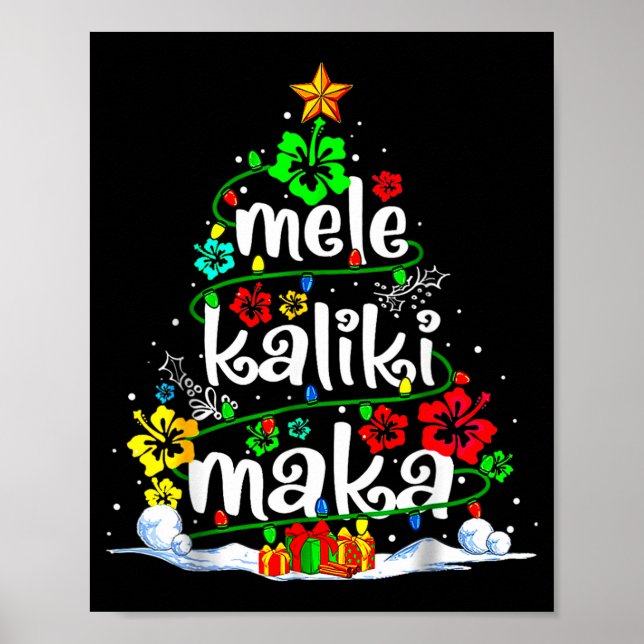 Póster Mele Kalikimaka Trocal Christmas Hawaiian Santa Xm (Frente)