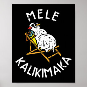 Póster Mele Kalikimaka Tropical Snowman Hawaii Merry Ch