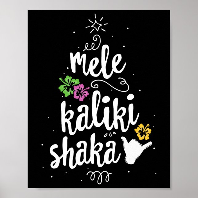 Póster Mele Kalki Shaka Hawaii Árbol de Navidad Kalikimak (Frente)
