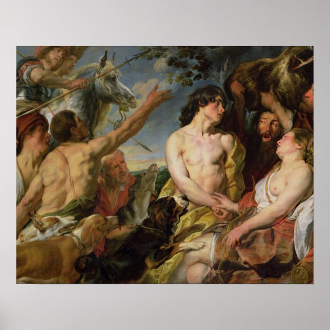 Póster Meleager y Atalanta (aceite sobre lienzo) (Frente)