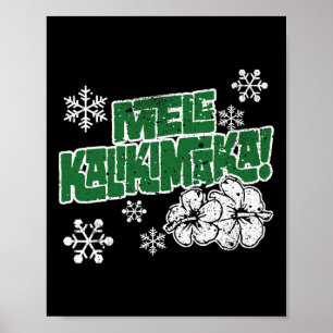 Póster Melekalikimaka Mele Kaliki Maka Navidades hawaiano