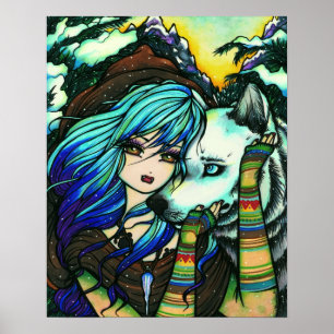 Póster Melissa Vampire Wolf Fantasy Winter Art