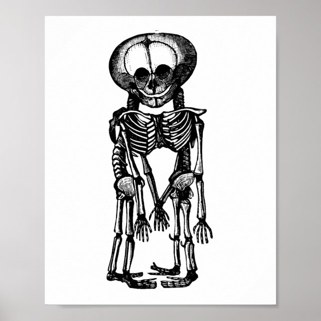 Póster mellizos siameses espeluznantes esqueleto niños ar (Frente)