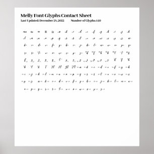 Póster Melly Font Glyphs (Hoja de contacto)