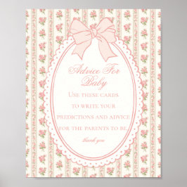 Póster Melocotón y beige vintage florales elegantes conse