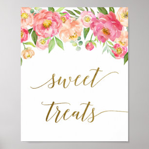 Póster Melocotón y rosado Dulce Tratamientos de Rótulo