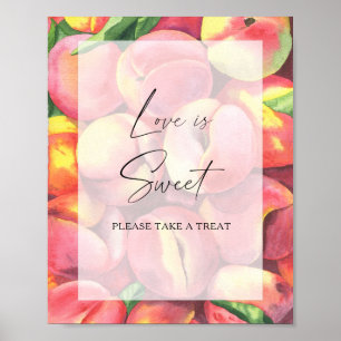 Póster Melocotones al acuarela - el amor es dulce, date u