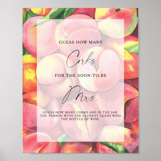 Póster Melocotones de fruta - Adivinen Cuántos Corchos (Frente)