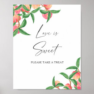 Póster Melocotones en acuarela - el amor es dulce, date u