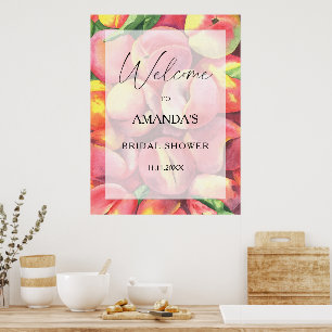 Póster Melocotones - signo de bienvenida de la ducha de n