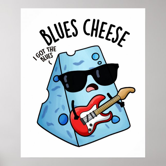 Póster Melodía de comida divertida con queso azul (Frente)