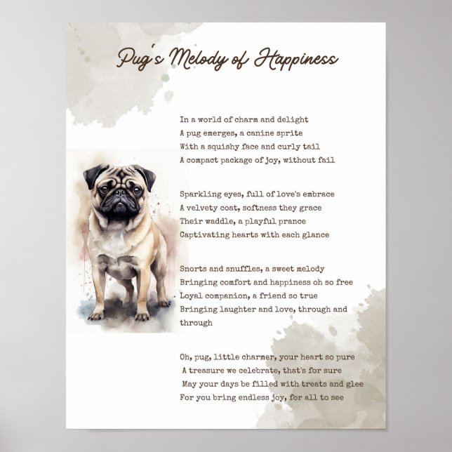 Póster Melodía de la felicidad de Pug (Frente)