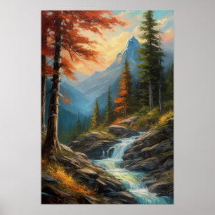 Póster Melodía y cascada rocosa de Woodland