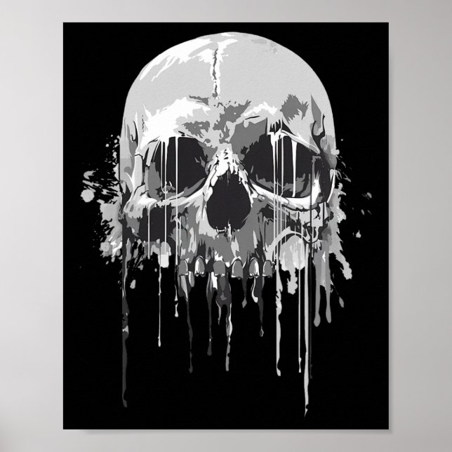Póster Melodiación Skeleton Dripping Scary Skull Hallowee (Frente)